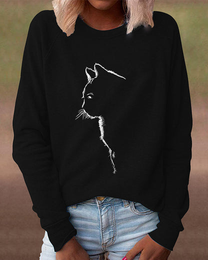 Kattenprint Sweatshirt met Pootafdrukken