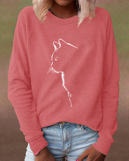 Kattenprint Sweatshirt met Pootafdrukken
