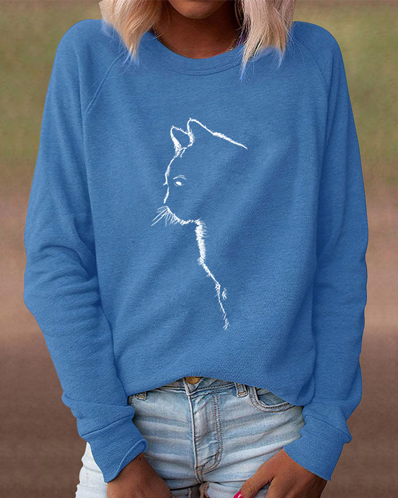 Kattenprint Sweatshirt met Pootafdrukken