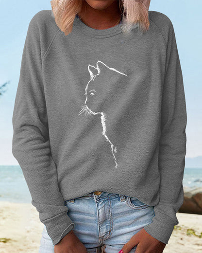 Kattenprint Sweatshirt met Pootafdrukken