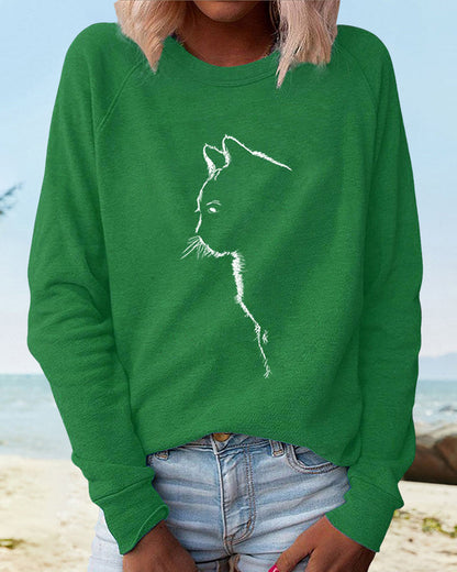 Kattenprint Sweatshirt met Pootafdrukken