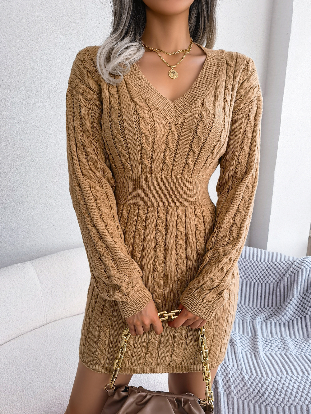 V-hals Jurk voor Vrouw Elegante Korte Jurk - Mode Vibes