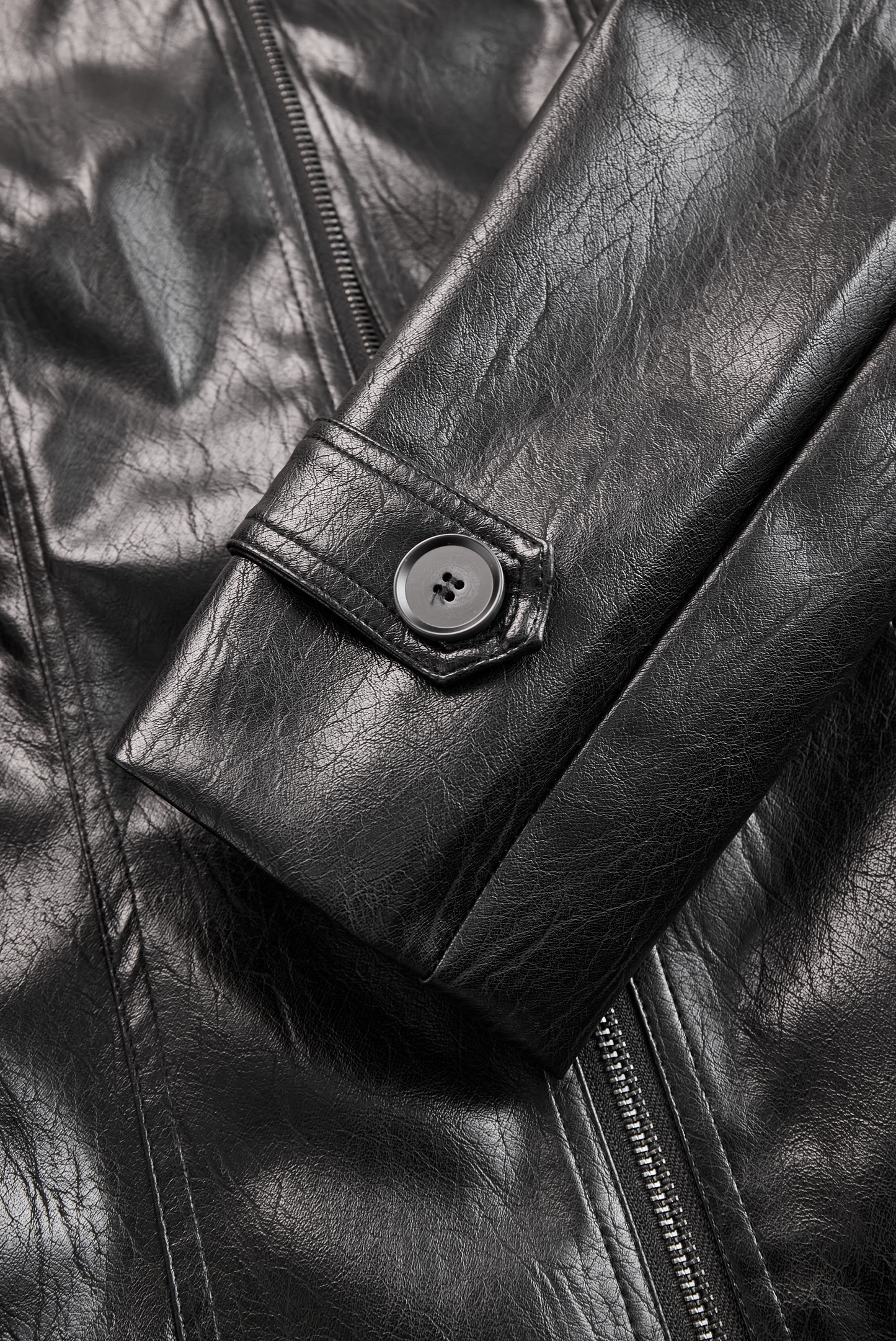 Dames Vintage Jas met Opstaande Kraag van Imitatieleer