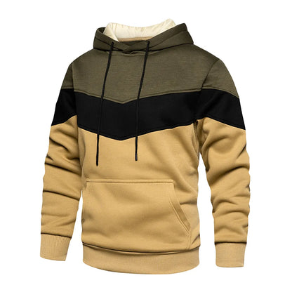 Fleece Hoodie Patchwork Warme Streetwear voor Heren - Mode Vibes