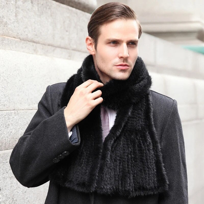 Gebreide Sjaal Warm en Stijlvol Nertsbont Look - Mode Vibes
