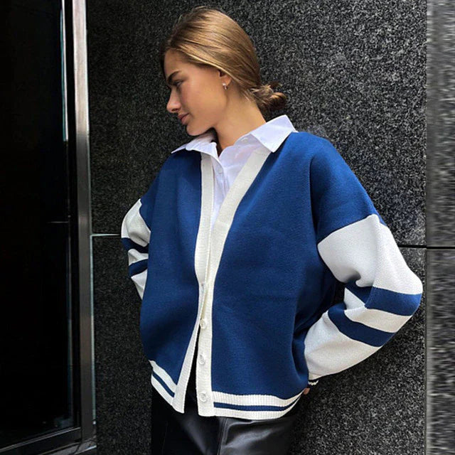 Gestreept Gebreid Vest Vintage Look Trendy - Mode Vibes