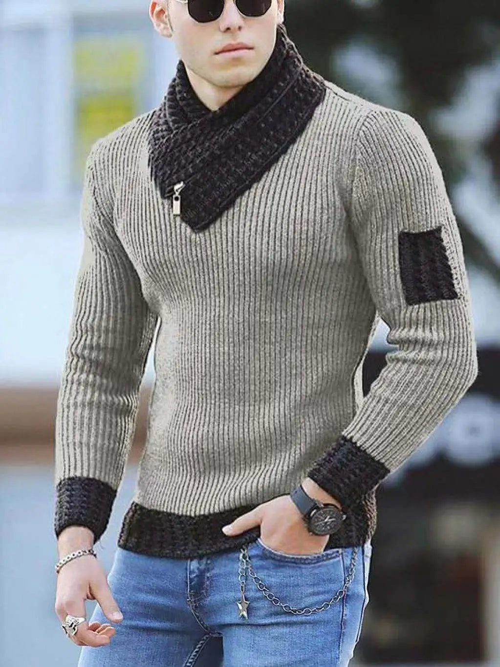 Vintage Wollen Trui Hoge Kraag Casuele Look - Mode Vibes