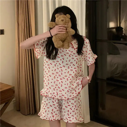 Kersenprint Katoenen Pyjamaset