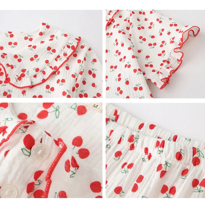 Kersenprint Katoenen Pyjamaset