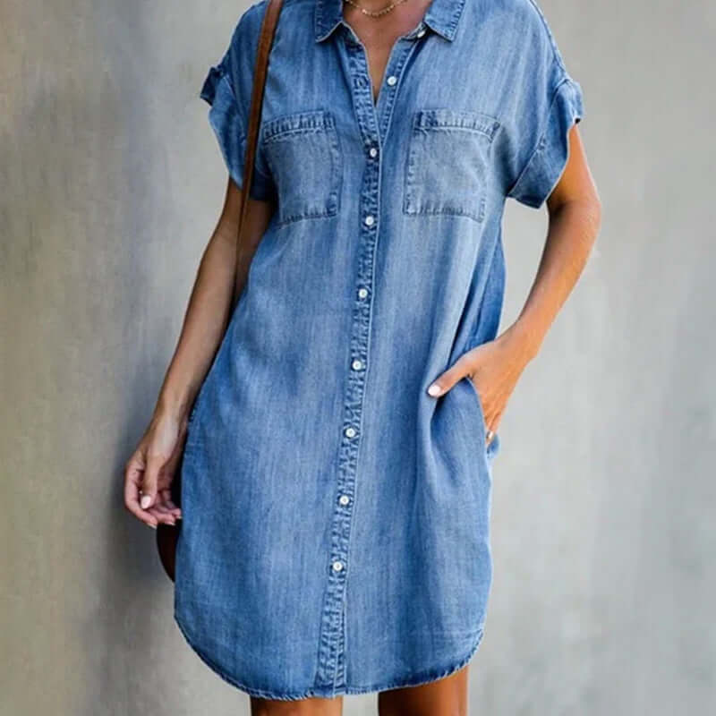 Blauwe Dennim Jurk voor Vrouw Maeve - Mode Vibes