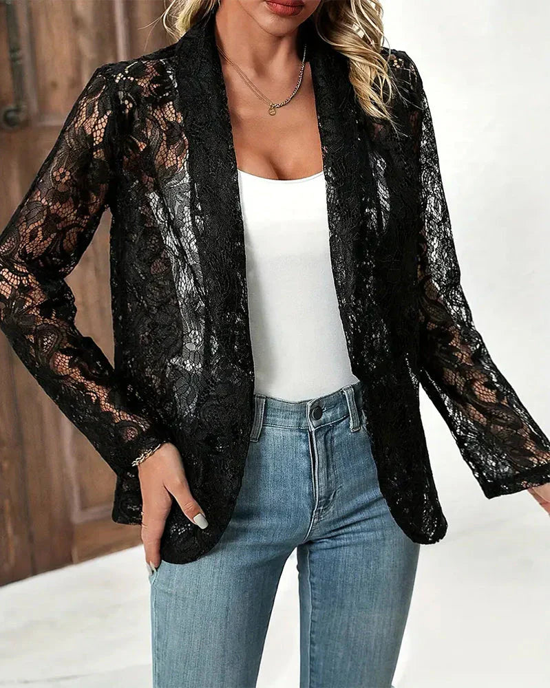 Kanten Blazer voor Vrouw met Reverskraag