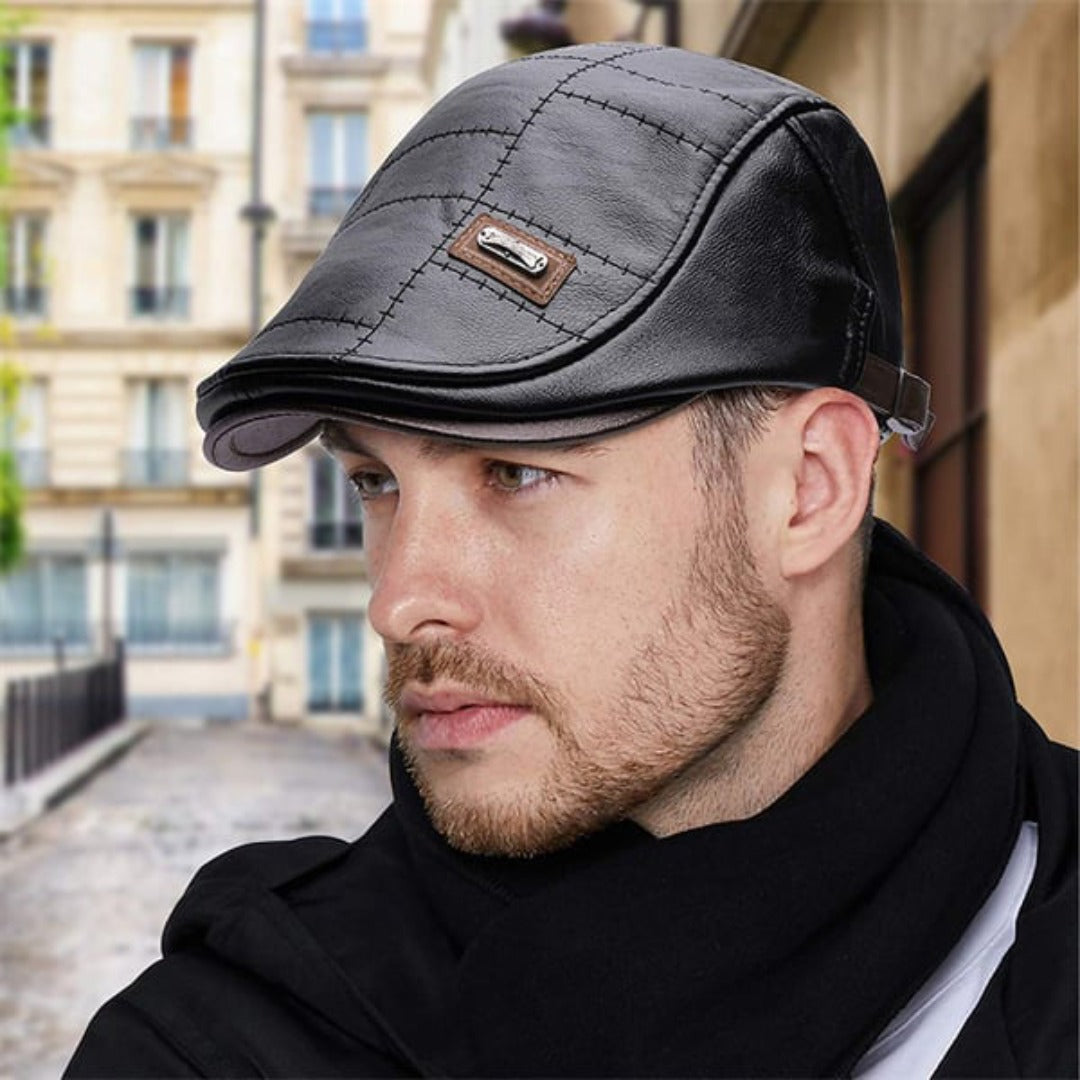 Leren Baret voor Mannen Retro Stijl Klassiek Design - Mode Vibes