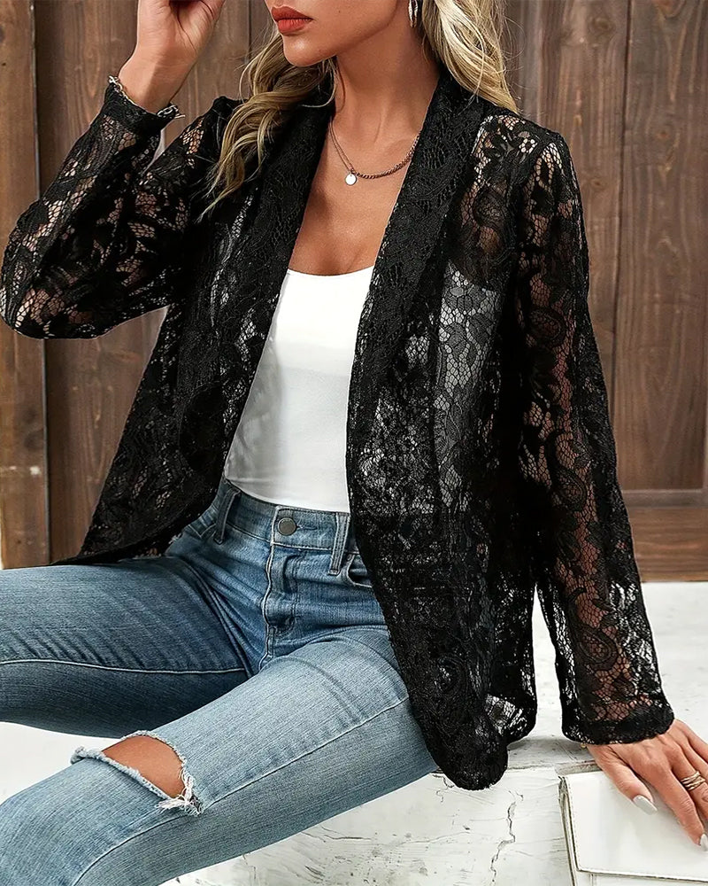 Kanten Blazer voor Vrouw met Reverskraag