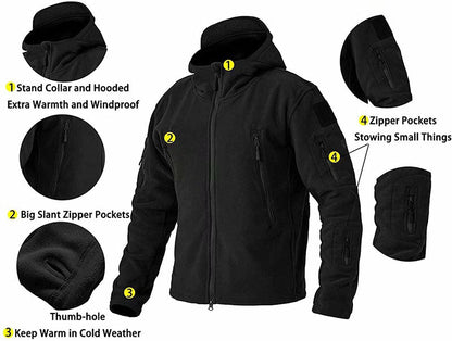 Winddichte Outdoor Fleecejas voor Heren met Anti-Diefstalzakken