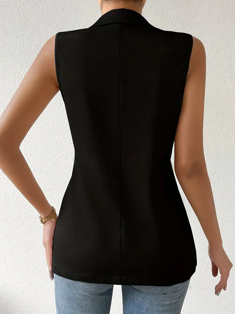 Mouwloze Blazer voor Vrouw Zonder Mouwen met Knoopdetails