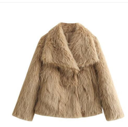 Dames Winterjas Pluche Kort Model met Kraag