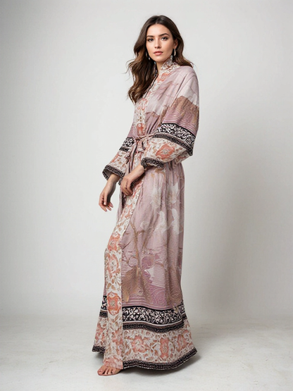Lange Kimono Dames Bloemenprint Zomerjurk - Mode Vibes
