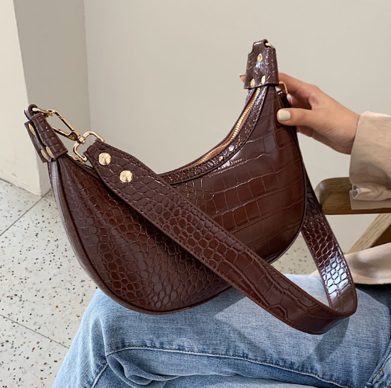 Dames Crossbody Tas Retro Stijl met Kroko Print - Mode Vibes