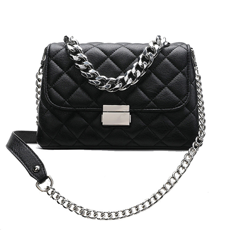 Dames Schoudertas Quilted Patroon Zilveren Ketting