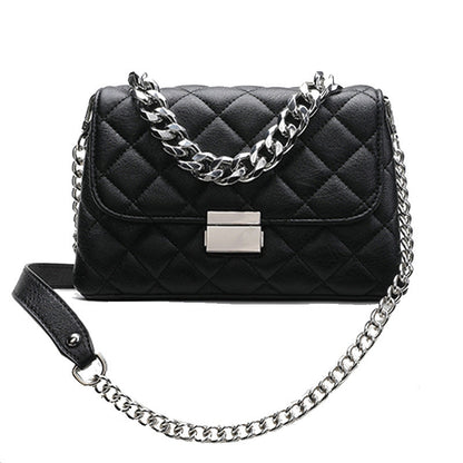 Dames Schoudertas Quilted Patroon Zilveren Ketting