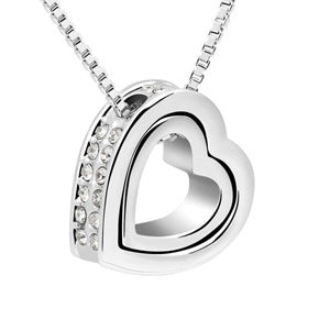 Dames Hart Ketting met Steentjes Trendy Zilverkleurig