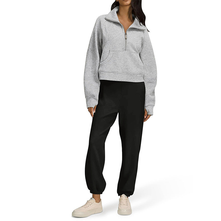 Dames Sweatshirt Sportief Comfortabel met Halve Rits