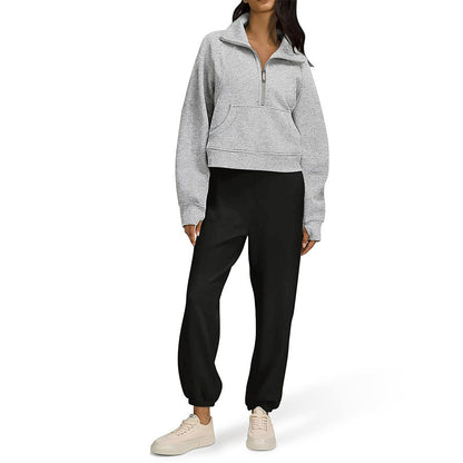 Dames Sweatshirt Sportief Comfortabel met Halve Rits