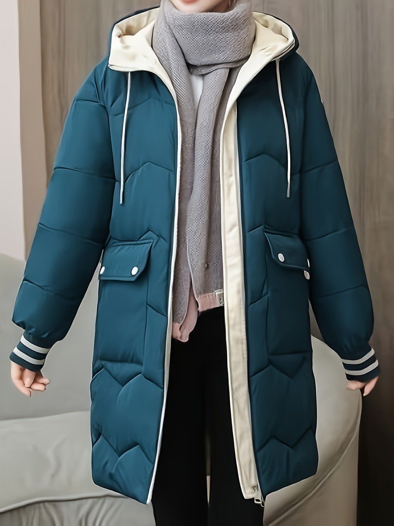 Warme Hoodie Jas met Rits en Gewatteerde Voering - Mode Vibes
