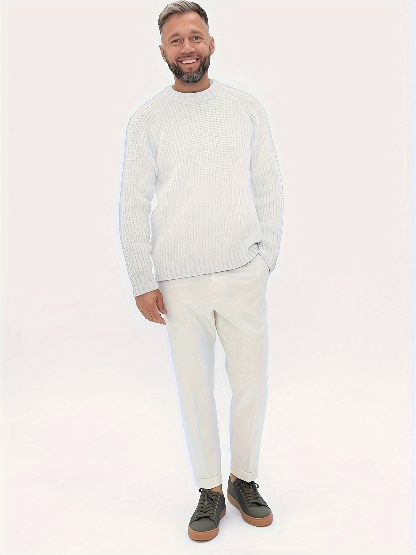 Heren Trui Warm Gebreid Effen Design Elliot