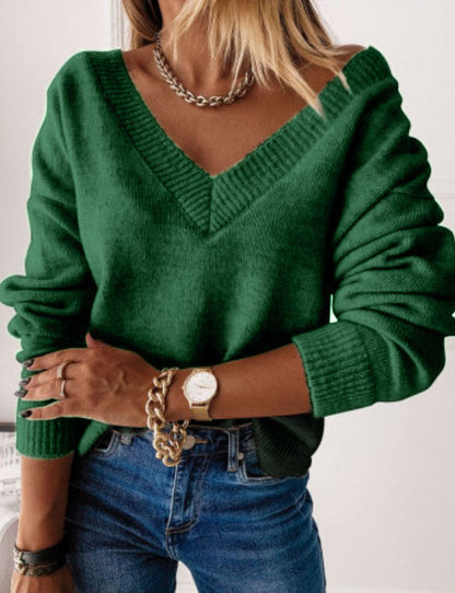 Dames Trui Basic Gebreid met V-hals Elegante Stijl