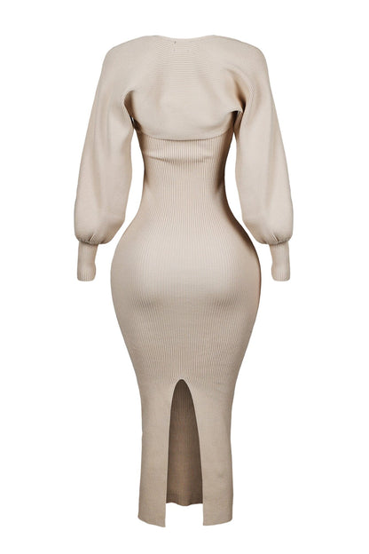 Elegante Midi Jurk Lange Mouwen voor Vrouw