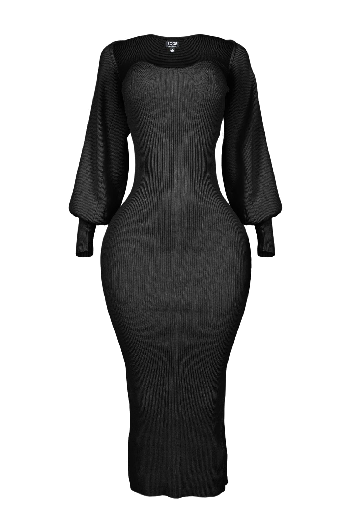 Elegante Midi Jurk Lange Mouwen voor Vrouw