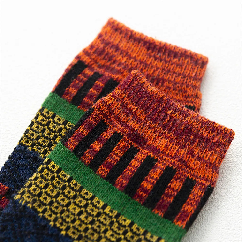 Warme Retro Sokken Set van Wol met Stijlvol Design
