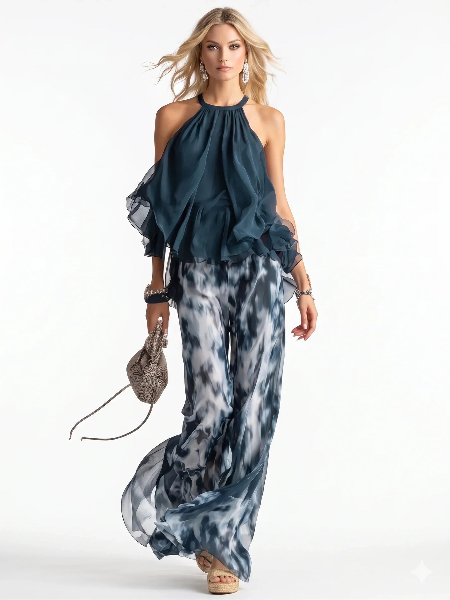 Dames Tweedelige Set Chiffon Elegant - Mode Vibes
