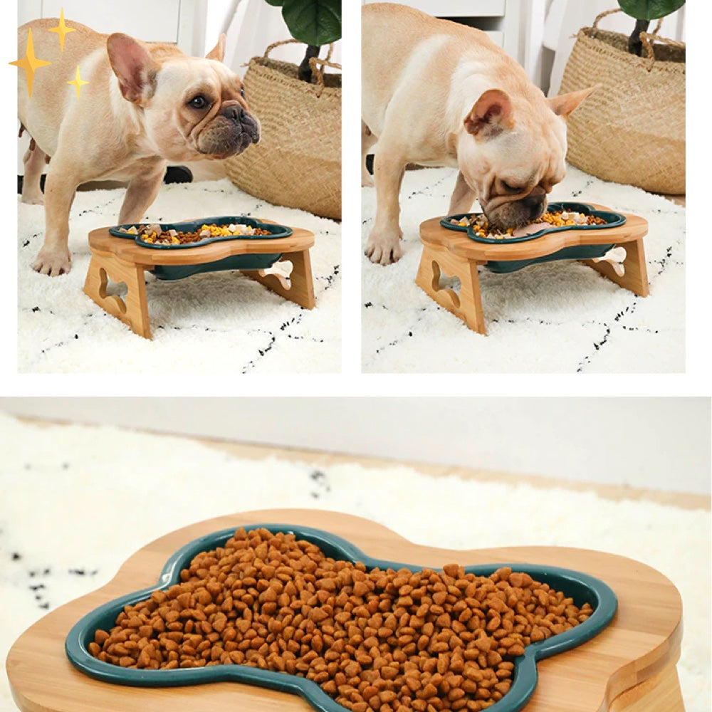 Honden Voerbak Keramisch met Houten Stand