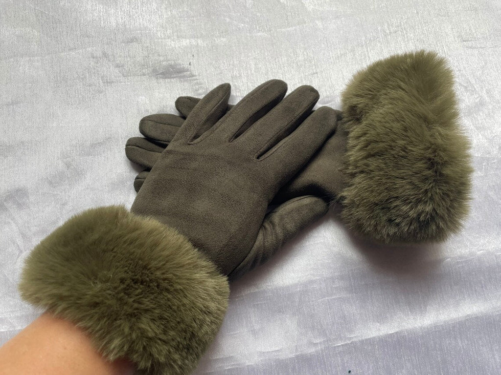Suède Handschoenen met Nepbont Velvet Stijl