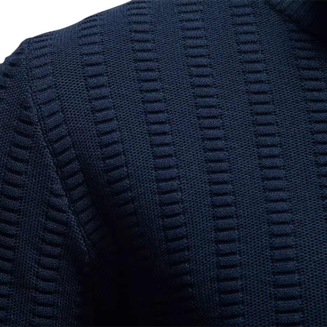 Heren Katoenen Quarter-Zip Trui met Textuur