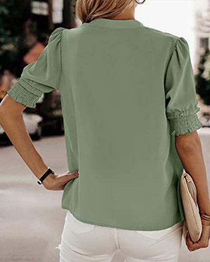 V-hals Blouse Korte Mouwen Elegante Zomer blouse
