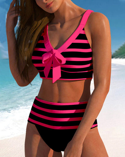 Dames Bikini Hoge Taille Gestreept Elastisch