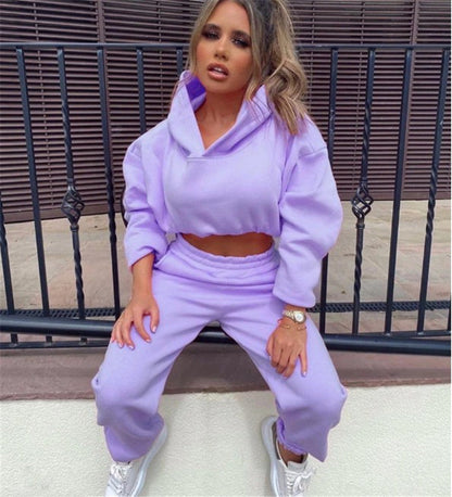 Dames Joggingpak Basic Tweedelig met Capuchon