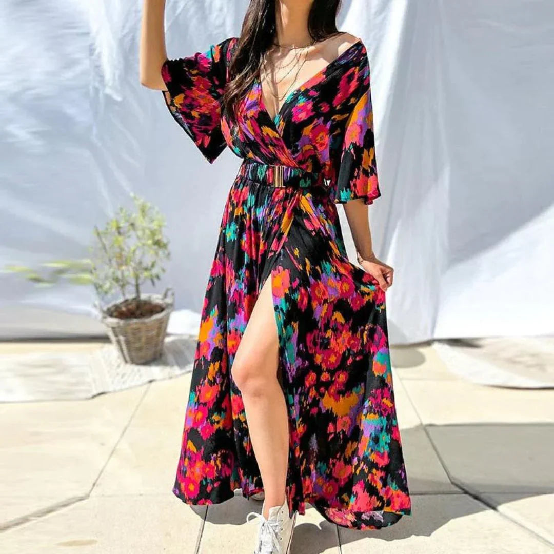 Dames Maxi Jurk | Flowing Design & Tailleceintuur | Elegant Comfort Voor Zomer, Vakantie & Casual Chic Looks