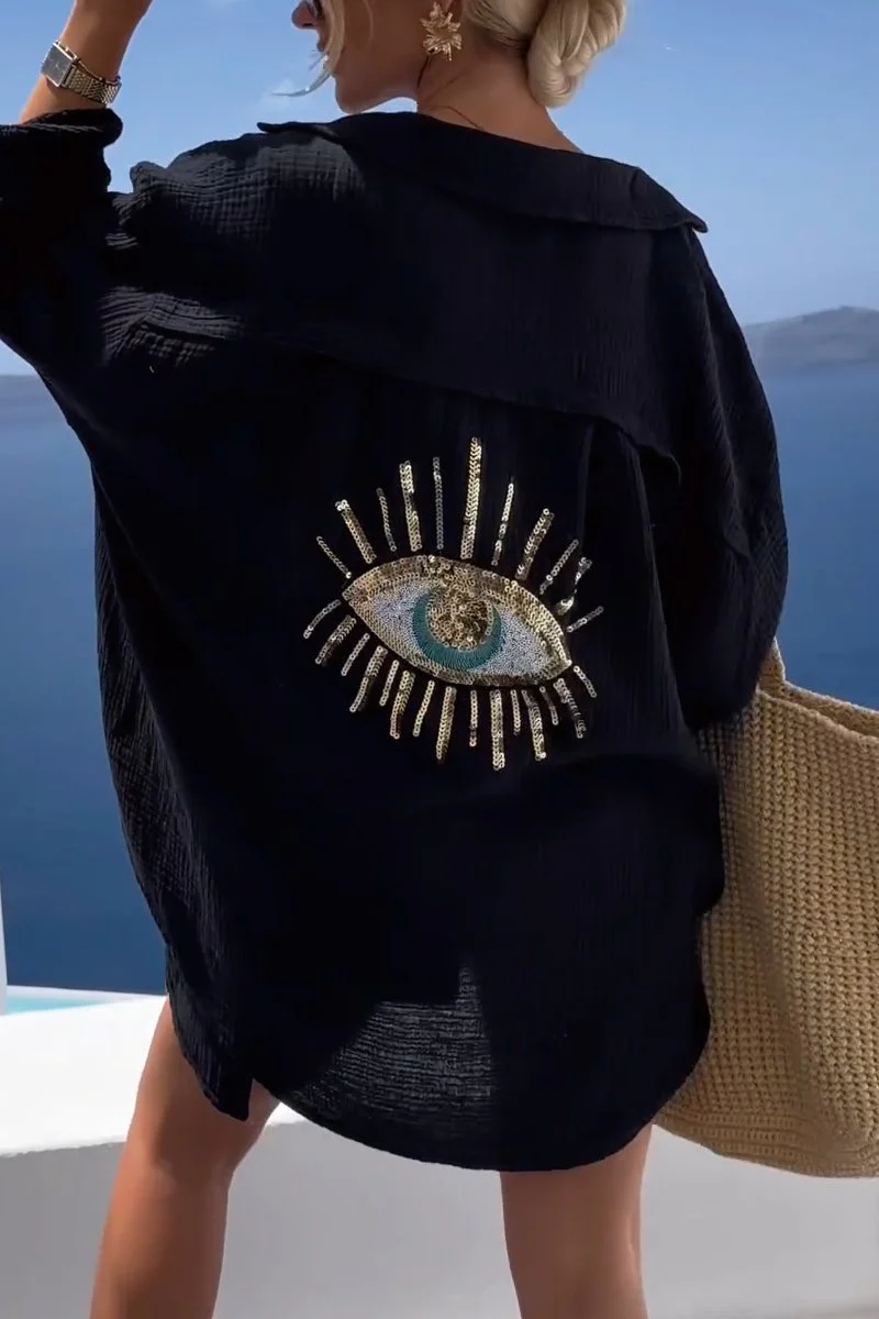Strandtuniek Oversized Luchtig met Gouden Details