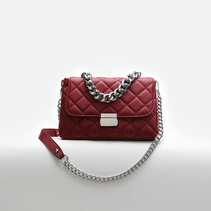 Dames Schoudertas Quilted Patroon Zilveren Ketting