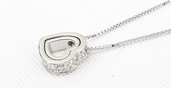Dames Hart Ketting met Steentjes Trendy Zilverkleurig