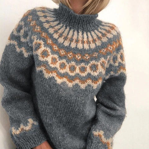 Dames Gebreide Trui Nordic Stijl Warm en Elegaat