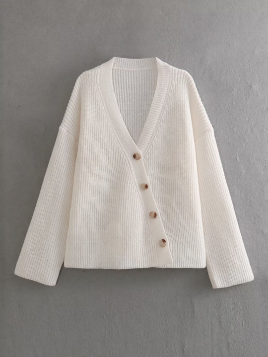 Zachte Gebreide Cardigan met V-Hals Stijlvol Design - Mode Vibes