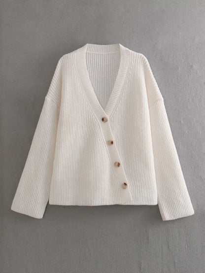 Zachte Gebreide Cardigan met V-Hals Stijlvol Design - Mode Vibes