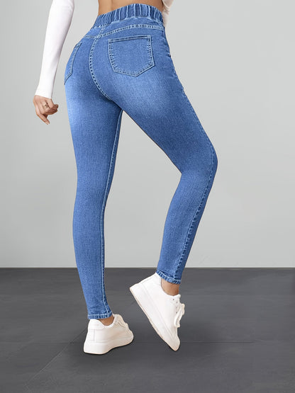 Stretchbroek Jegging Slim Fit Elastische Waistband Denim Look