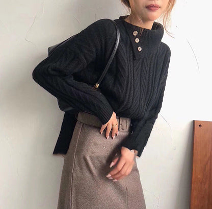 Dames Gebreide Trui met Kraag Detail Trendy Stijl