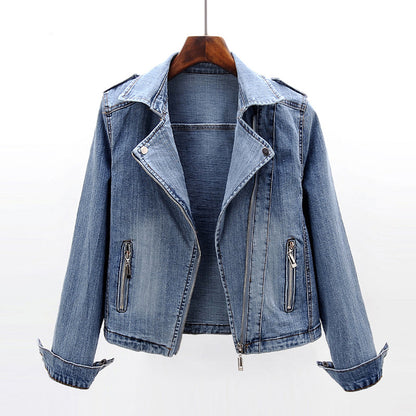 Dames Biker Jas Slim Fit Denim Met Stoere Details